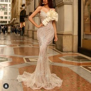 Vlora & Kaltrina Bridal Ivory Beaded Evening Gown